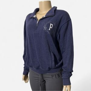 Victoria's Secret PINK Blue Quarter-Zip Sweater with Logo